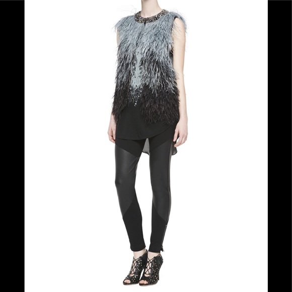 NWT Haute Hippie Ponte Leather Leggings with Zips